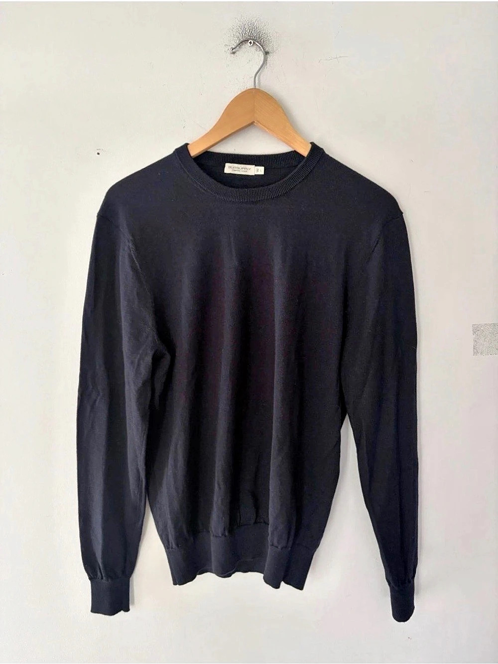 SUITSUPPLY Merino Wool Crewneck Sweater Black Medium
